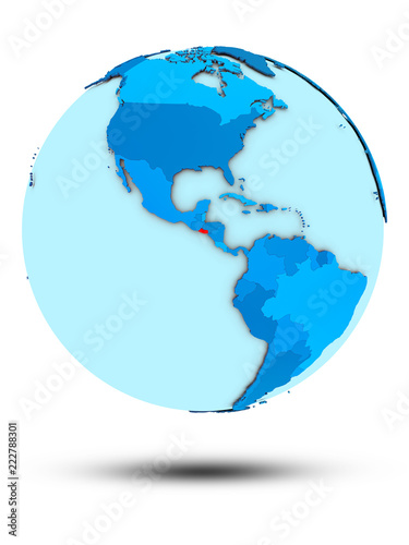 El Salvador on blue political globe