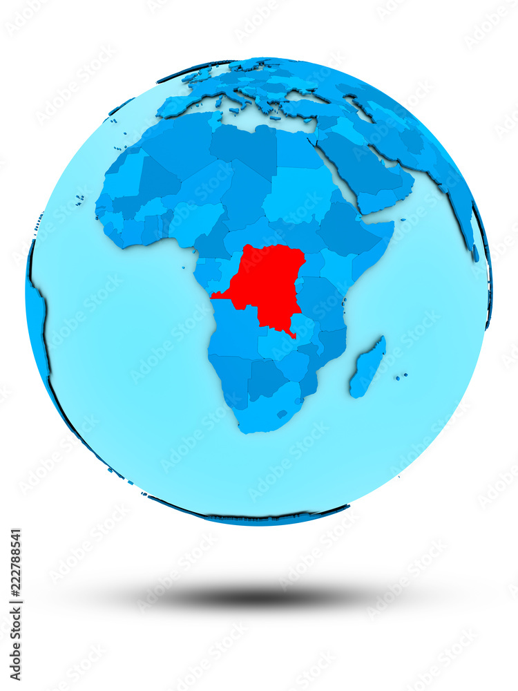 Obraz premium Democratic Republic of Congo on blue political globe