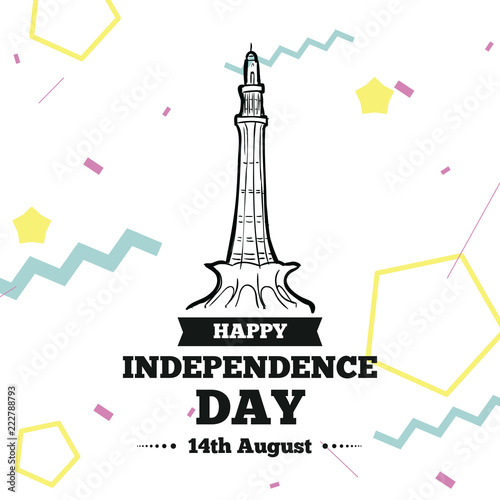 Pakistan Independence day, 14th august. Vector emblems.