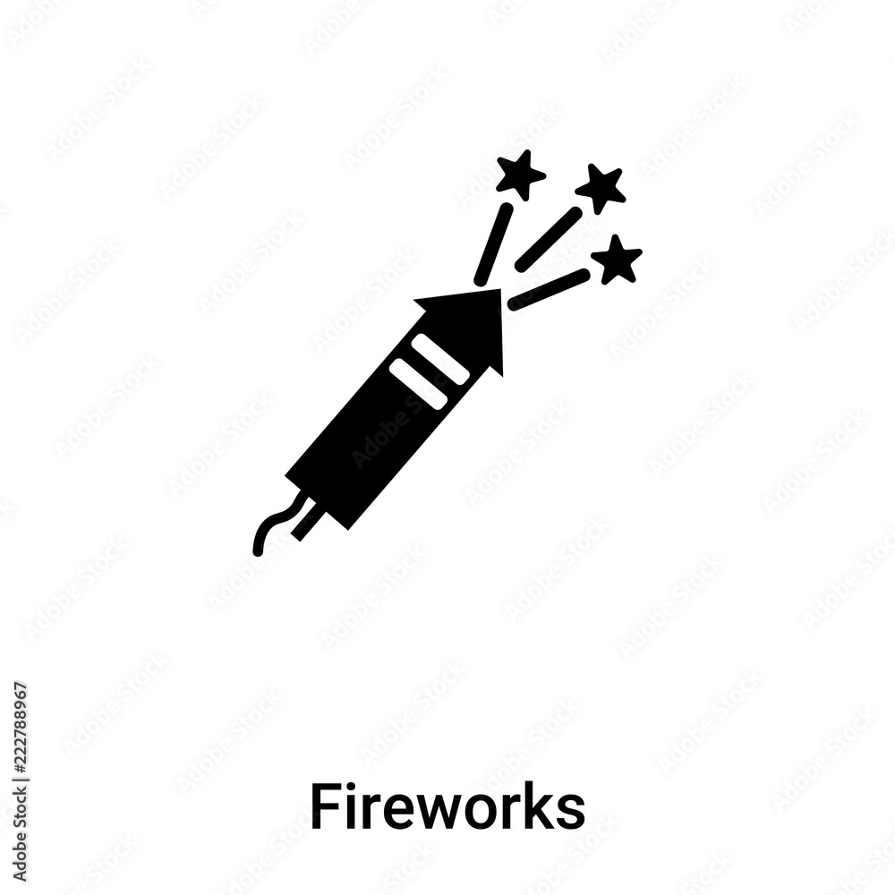 Fireworks icon vector isolated on white background, logo concept of Fireworks sign on transparent background, black filled symbol Fireworks icon vector isolated on white background, logo concept of Fireworks sign on transparent background, black filled symbol