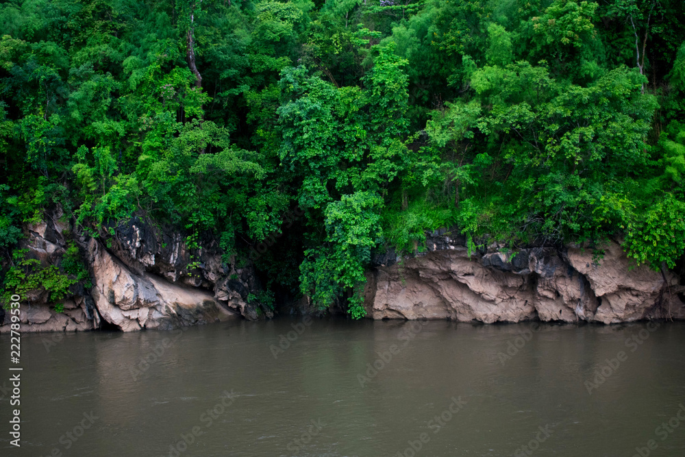 mountain slope on jungle river