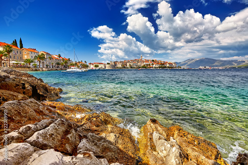 Historic architecture old town and majestic landscape in Croatia, popular touristic destination in Mediterranean, Croatia Europe