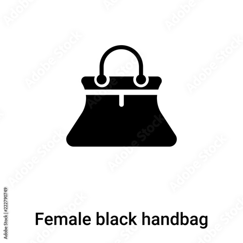 Female black handbag icon  vector isolated on white background, logo concept of Female black handbag  sign on transparent background, black filled symbol