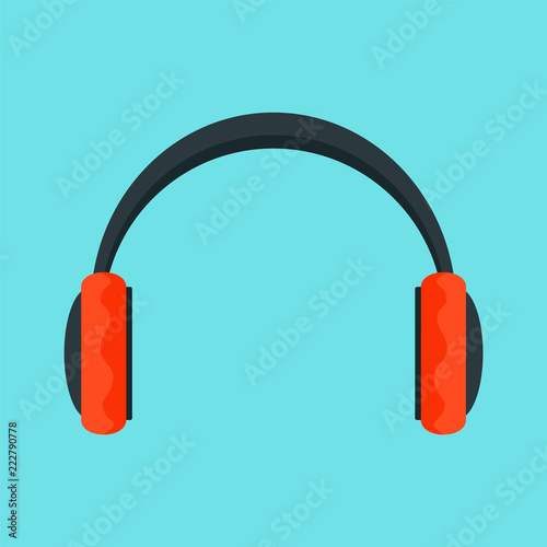 Red headphones icon. Flat illustration of red headphones vector icon for web design