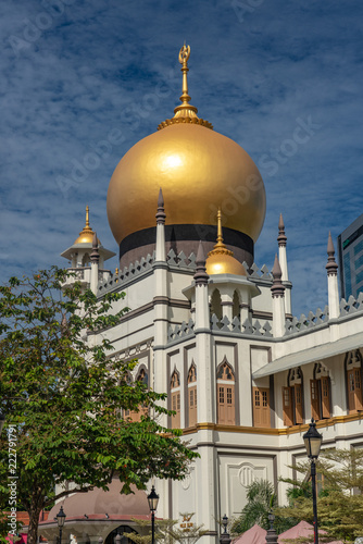 Close up of Golden dome of Sultan Mosque at Kampong Glam, Singapore