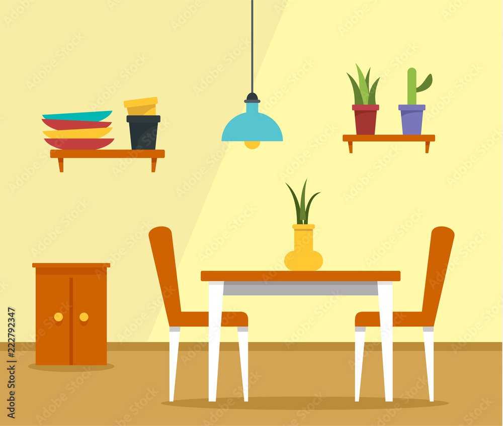 Kitchen table concept background. Flat illustration of kitchen table vector concept background for web design Kitchen table concept background. Flat illustration of kitchen table vector concept background for web design
