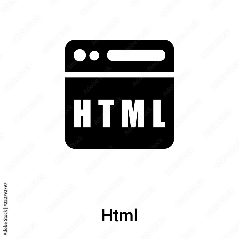 Html icon vector isolated on white background, logo concept of Html sign on transparent  background, black filled symbol Stock Vector | Adobe Stock