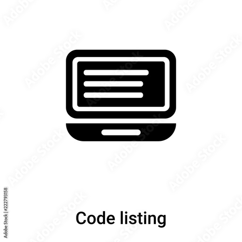 Code listing icon vector isolated on white background, logo concept of Code listing sign on transparent background, black filled symbol photo