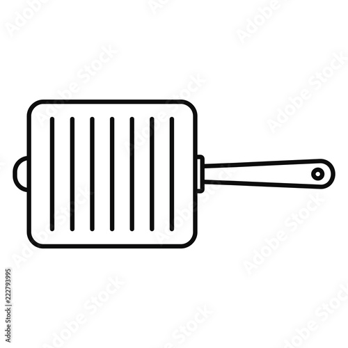 Grill fry pan icon. Outline grill fry pan vector icon for web design isolated on white background