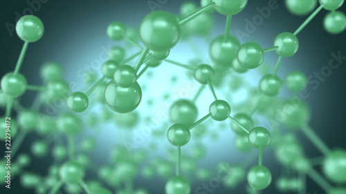 Green molecules background abstract 3D rendering.