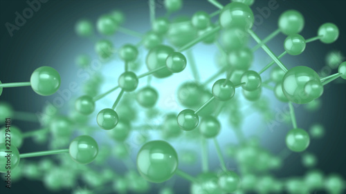 Green molecules background abstract 3D rendering.