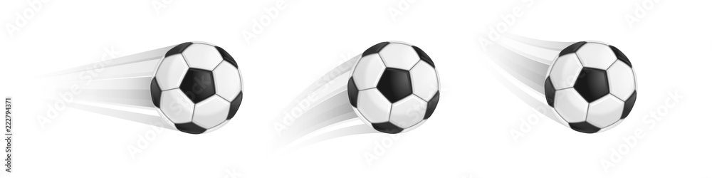 Soccer ball in motion - obrazy, fototapety, plakaty 
