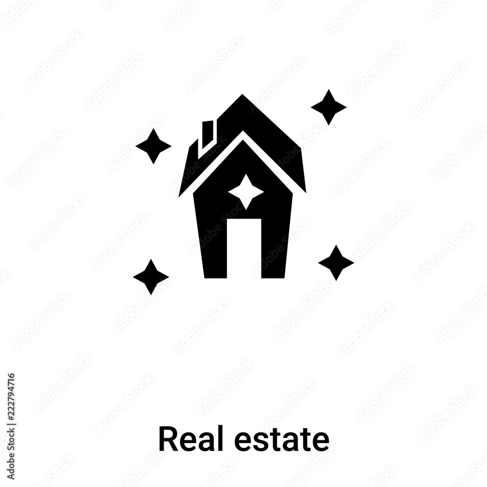 Real estate icon vector isolated on white background, logo concept of Real estate sign on transparent background, black filled symbol Real estate icon vector isolated on white background, logo concept of Real estate sign on transparent background, black filled symbol