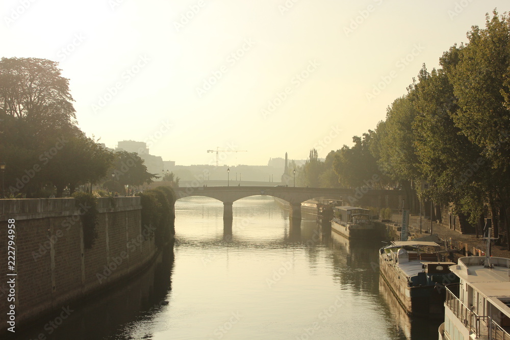 bridge over river in the morning