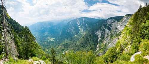 Slovenia mountains, Julian alps. Look and view of big mountains in Triglav national park. Tourist path and hiking