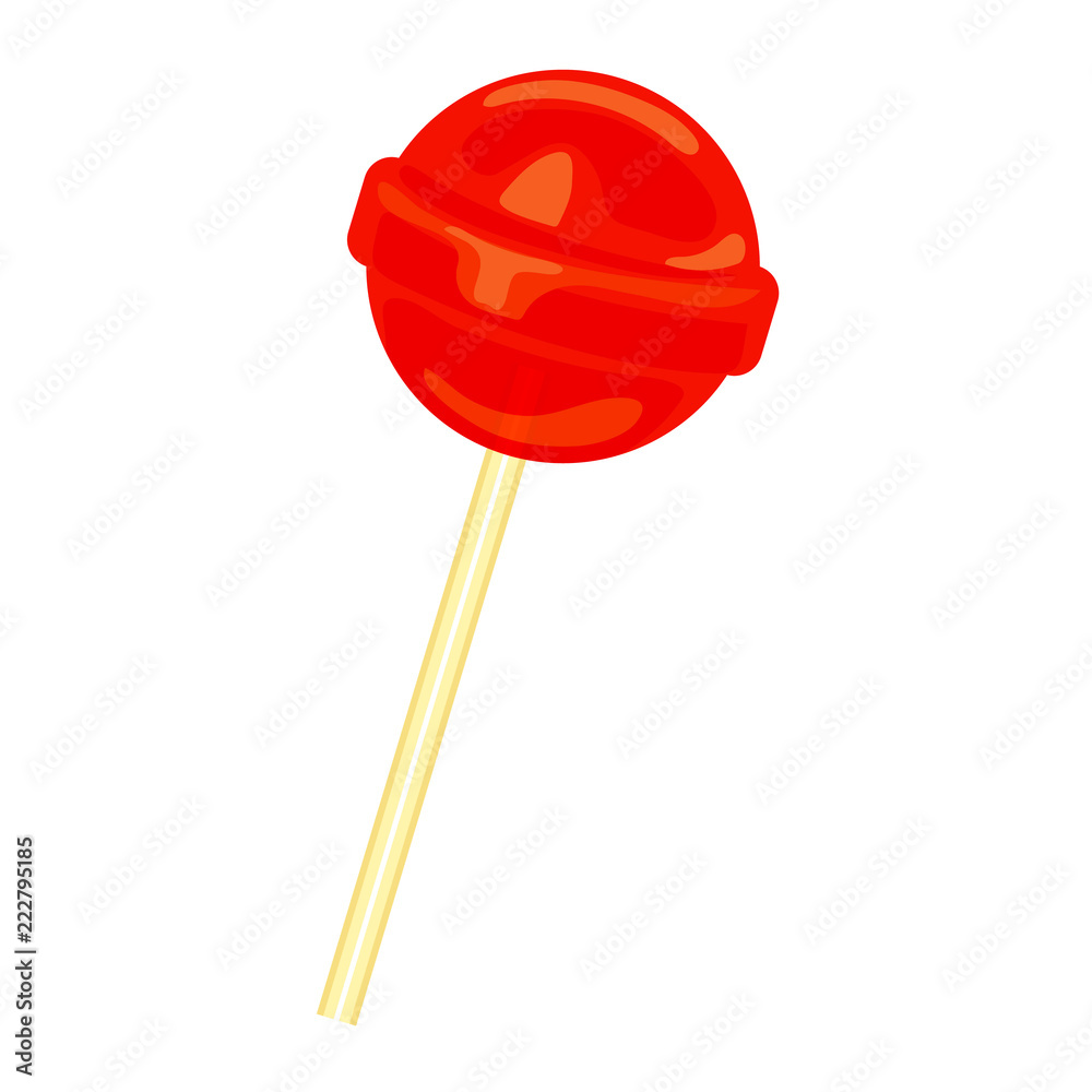Red lollipop icon. Cartoon of red lollipop vector icon for web design isolated on white background Red lollipop icon. Cartoon of red lollipop vector icon for web design isolated on white background