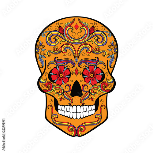orange sugar skull