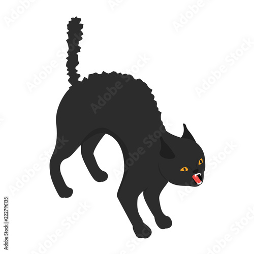 Black scary cat icon. Isometric of black scary cat vector icon for web design isolated on white background