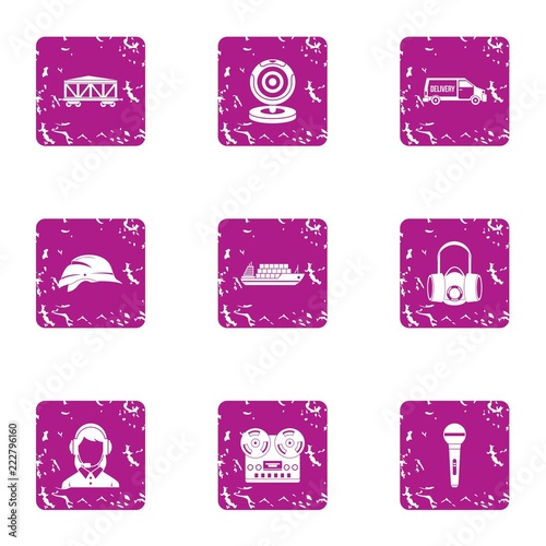 Espionage icons set. Grunge set of 9 espionage vector icons for web isolated on white background