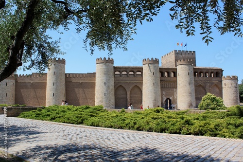 Zaragoza, Spain. View of The Aljafería Palace. The palace currently contains the Cortes (regional parliament) of the autonomous community of Aragon. photo