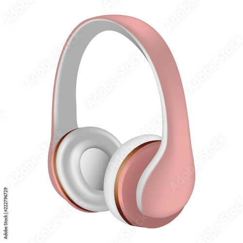 Rose headphones icon. Realistic illustration of rose headphones vector icon for web design isolated on white background