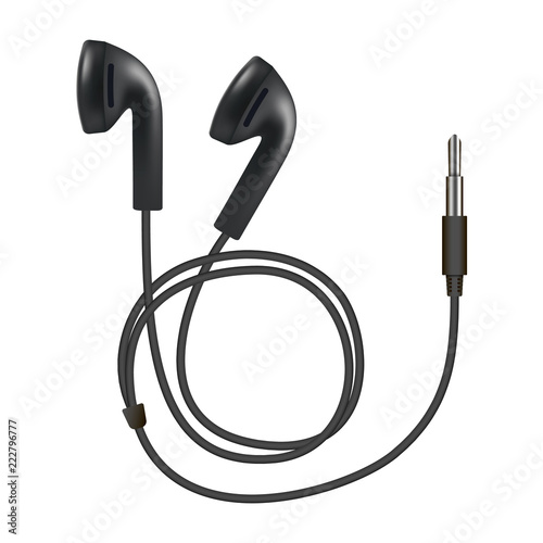 Earphones icon. Realistic illustration of earphones vector icon for web design isolated on white background