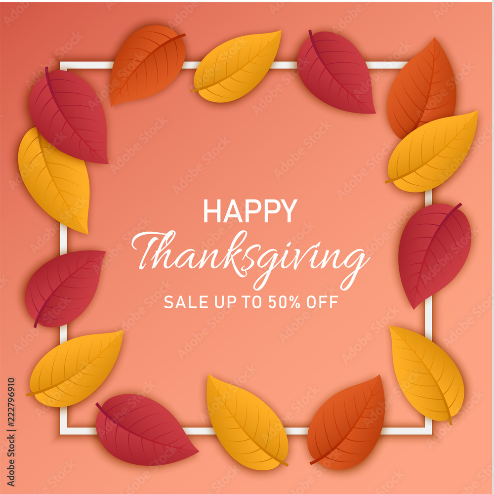 Thanksgiving sale concept banner. Realistic illustration of thanksgiving sale vector concept banner for web design
