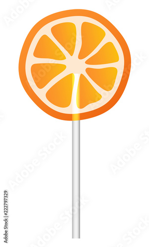 Orange lollipop icon. Realistic illustration of orange lollipop vector icon for web design isolated on white background