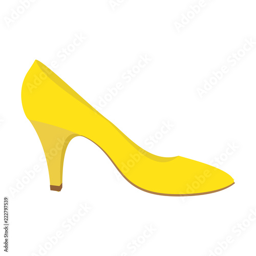 Yellow woman shoe icon. Flat illustration of yellow woman shoe vector icon for web design