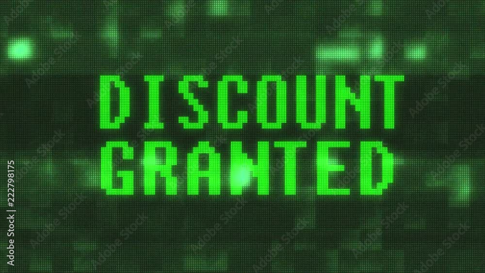 flashing green discount granted word text on glitch digital computer lcd led screen loop animation new quality techology colorful joyful vintage dynamic motion video footage flashing green discount granted word text on glitch digital computer lcd led screen loop animation new quality techology colorful joyful vintage dynamic motion video footage