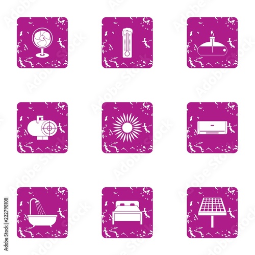 Cheap motel icons set. Grunge set of 9 cheap motel vector icons for web isolated on white background