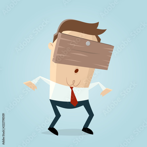 businessman with plank on his head