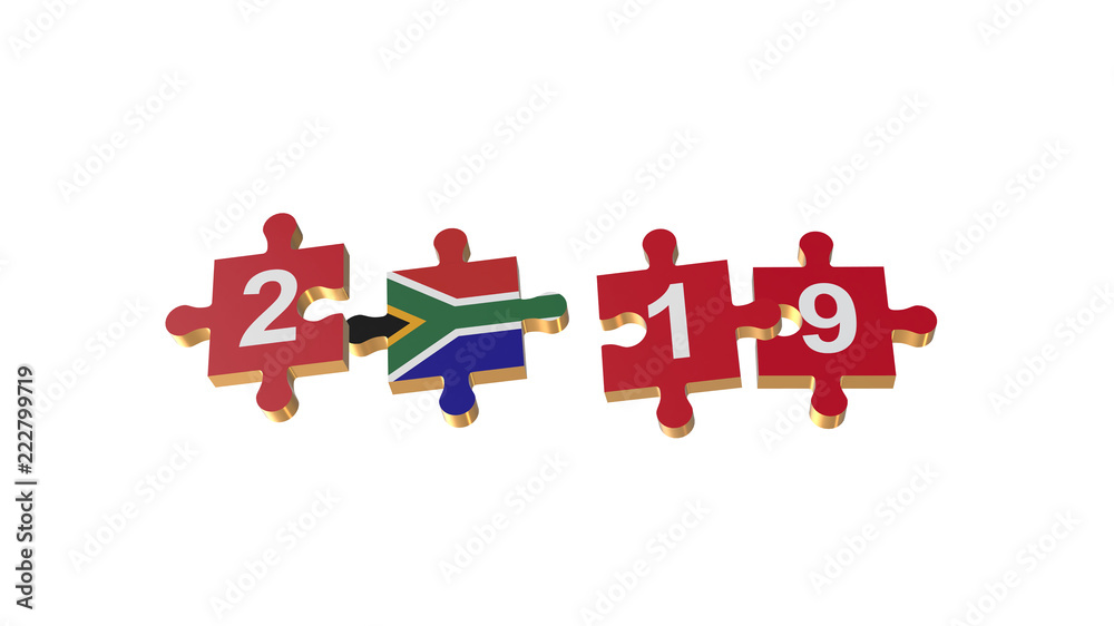 White for Puzzle to South Africa Flag for New Years 2019 White for Puzzle to South Africa Flag for New Years 2019