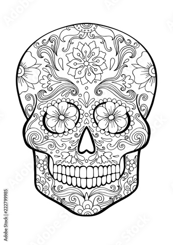sugar skull, day of death coloring page