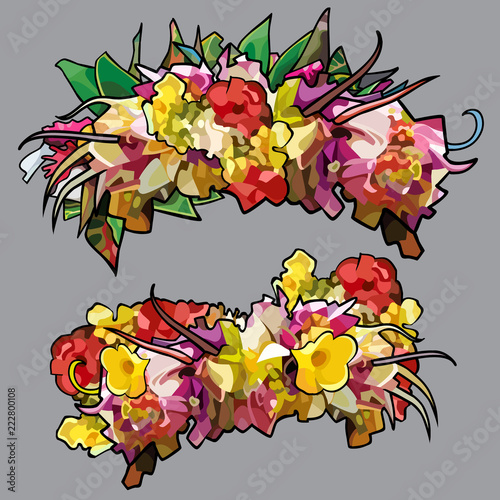 cartoon wreaths of colorful colors in two versions