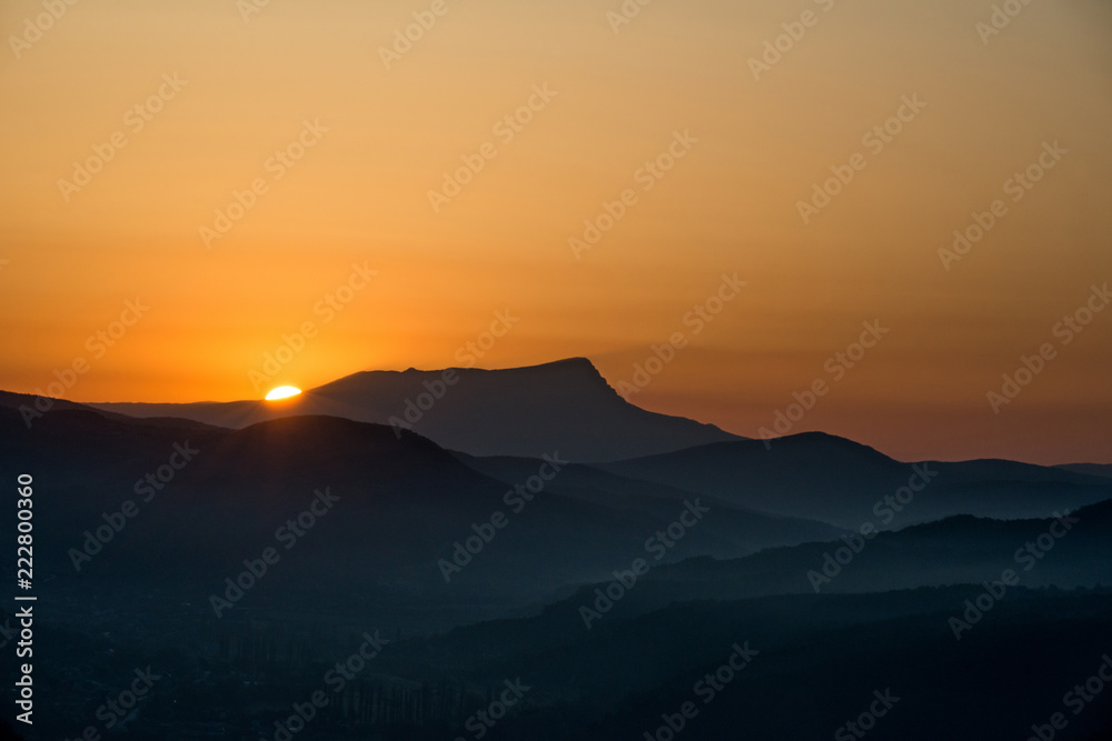 Scenic sunrise in the mountains