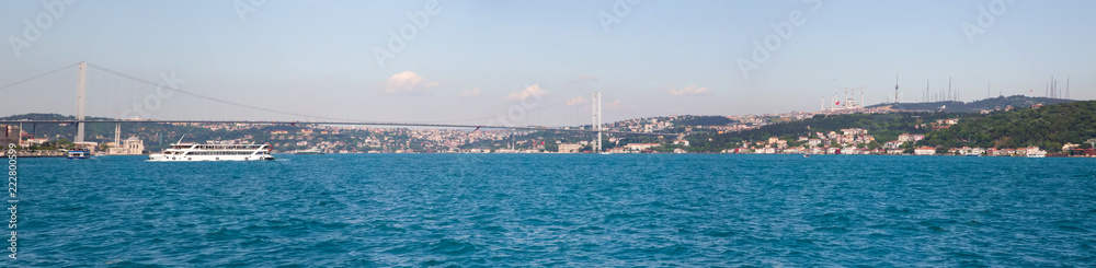 Panoramic view of Bosphorus Strait, Istambul, Turkey.