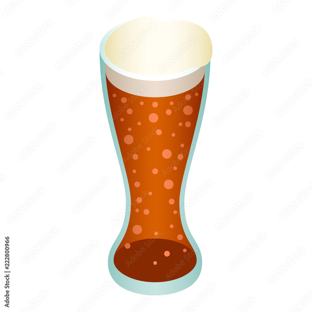 Glass of beer icon. Isometric of glass of beer vector icon for web design isolated on white background Glass of beer icon. Isometric of glass of beer vector icon for web design isolated on white background