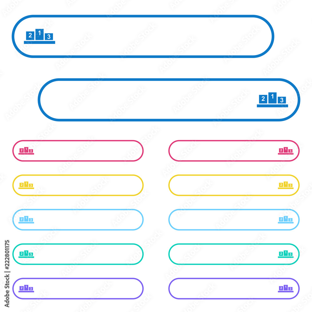 Winners podium with inside numbers icons in rounded color menu buttons Winners podium with inside numbers icons in rounded color menu buttons