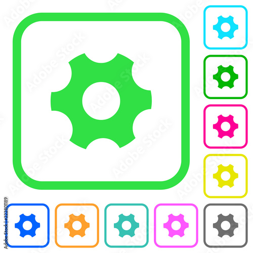 Single cogwheel vivid colored flat icons