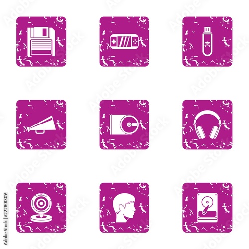 Write data icons set. Grunge set of 9 write data vector icons for web isolated on white background