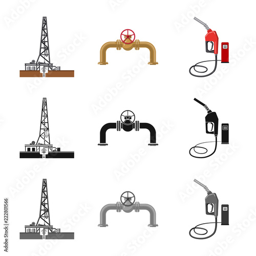 Vector design of oil and gas logo. Collection of oil and petrol stock vector illustration.