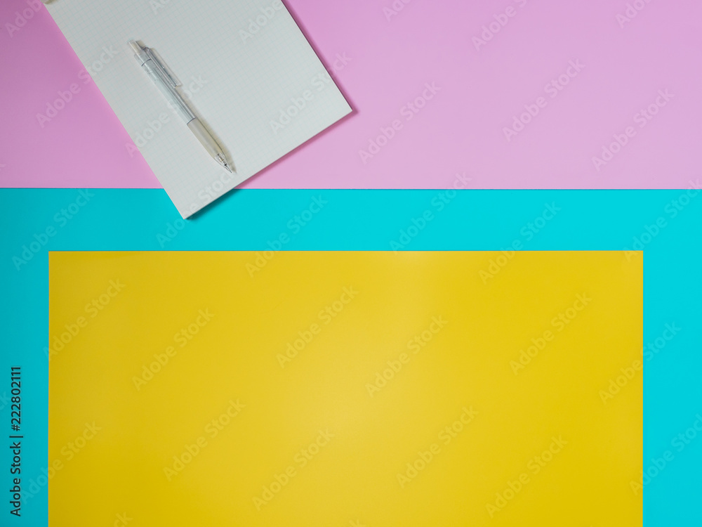 healthcare and hospital equipment concept from minimal flat lay paper and note with pen and brown envelope on colorful background healthcare and hospital equipment concept from minimal flat lay paper and note with pen and brown envelope on colorful background