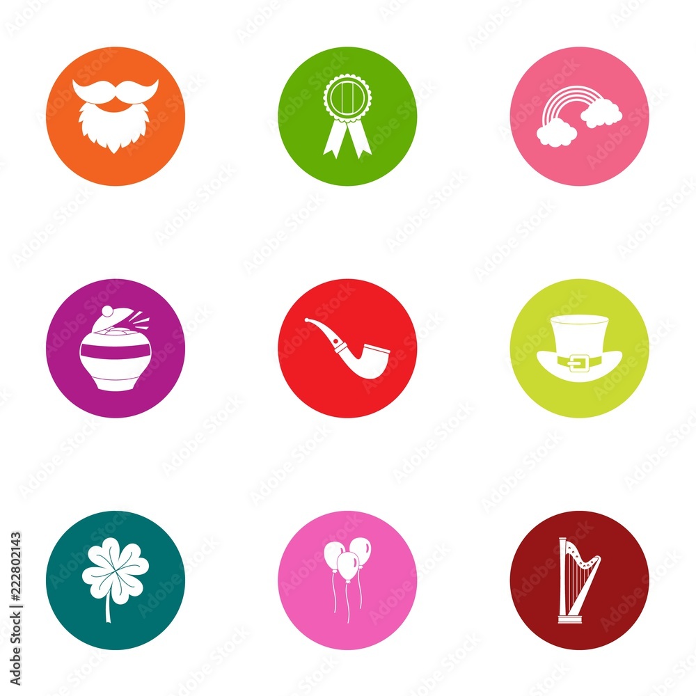 Evening leisure icons set. Flat set of 9 evening leisure vector icons for web isolated on white background