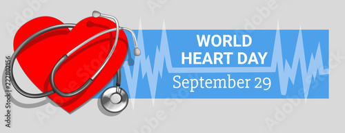 World heart day concept banner. Cartoon illustration of world heart day vector concept banner for web design