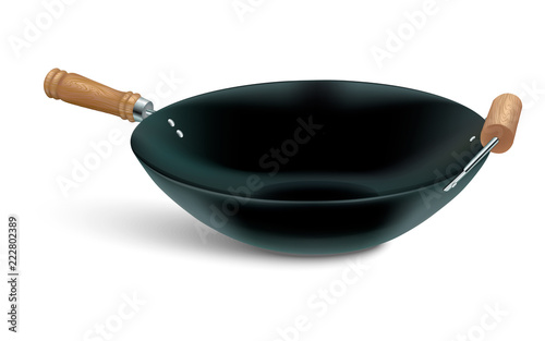 Fry pan icon. Realistic illustration of fry pan vector icon for web design isolated on white background