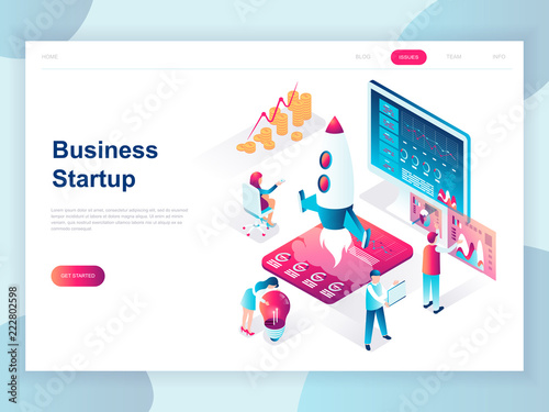 Modern flat design isometric concept of Startup Your Project for banner and website. Isometric landing page template. Launch a new product on a business company. Vector illustration.