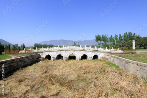 White marble five-hole stone bridge in the Eastern Royal Tombs of the Qing Dynasty, china