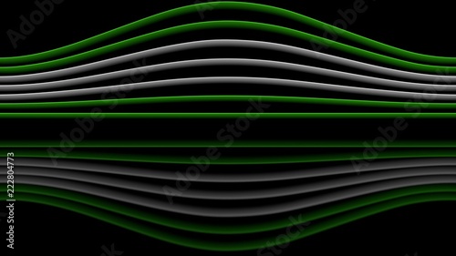 Green and White Sinewaves with Reflections