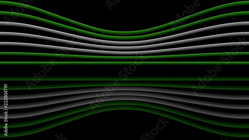 Green and White Sinewaves with Reflections